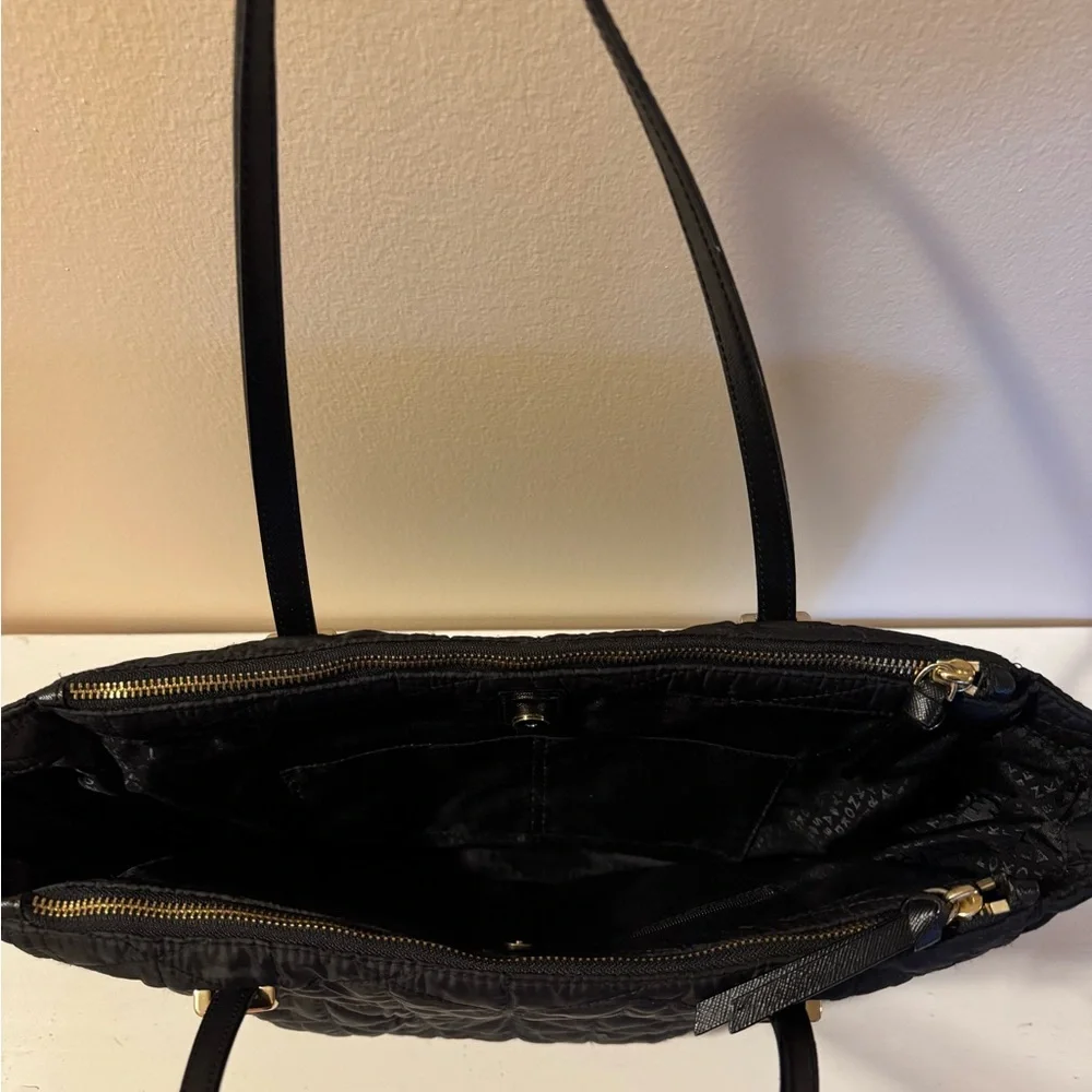 Kate Spade Black Quilted Double Zippered Tote Bag
